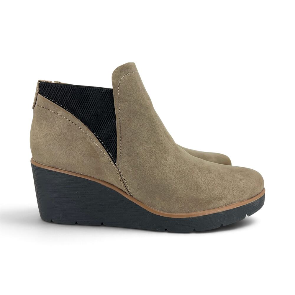 SOUL Naturalizer Affirm Taupe Wedge Ankle Bootie Women's 12M Water Resistant